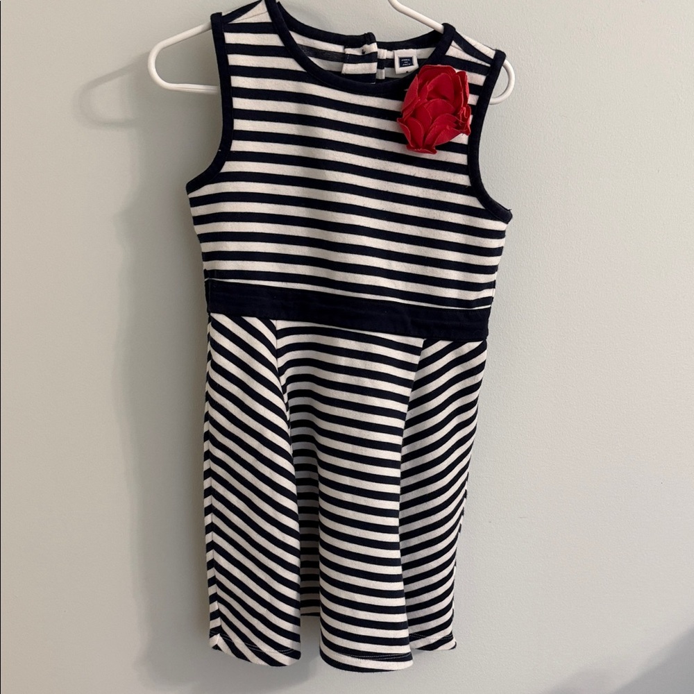 Janie and Jack Striped Dress with Pink Floral Accent